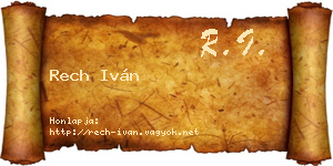 Rech Iván névjegykártya